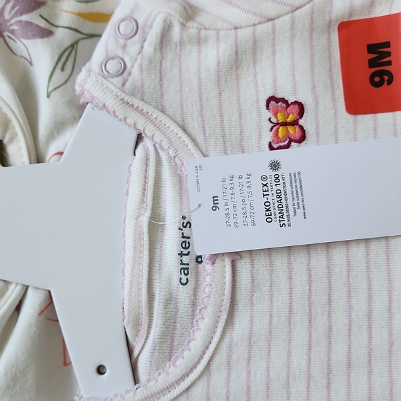 Carter's Girls Outfits - BNWT - Striped, Butterfly & Flowers Design - 9 Months - Picture 2 of 7